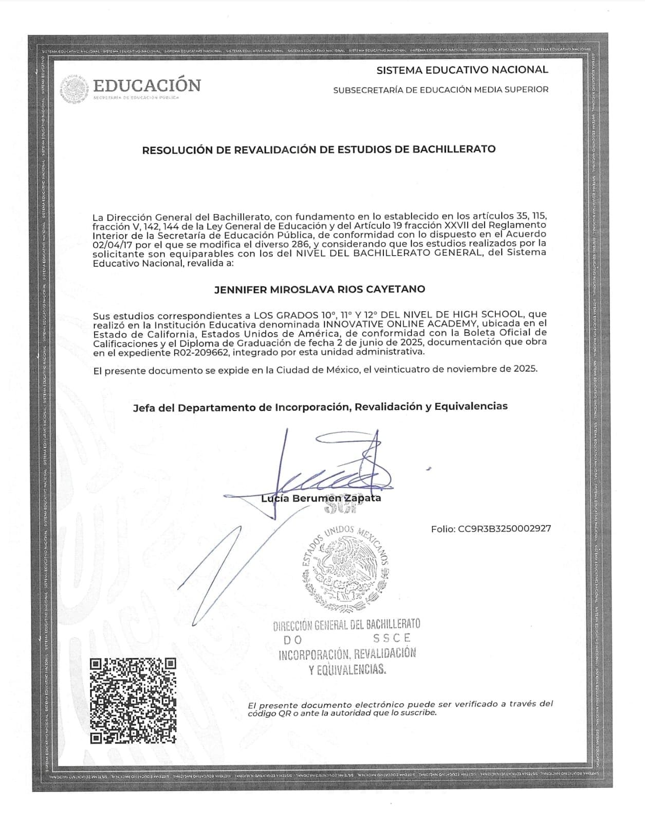 Revalidación oficial SEP México